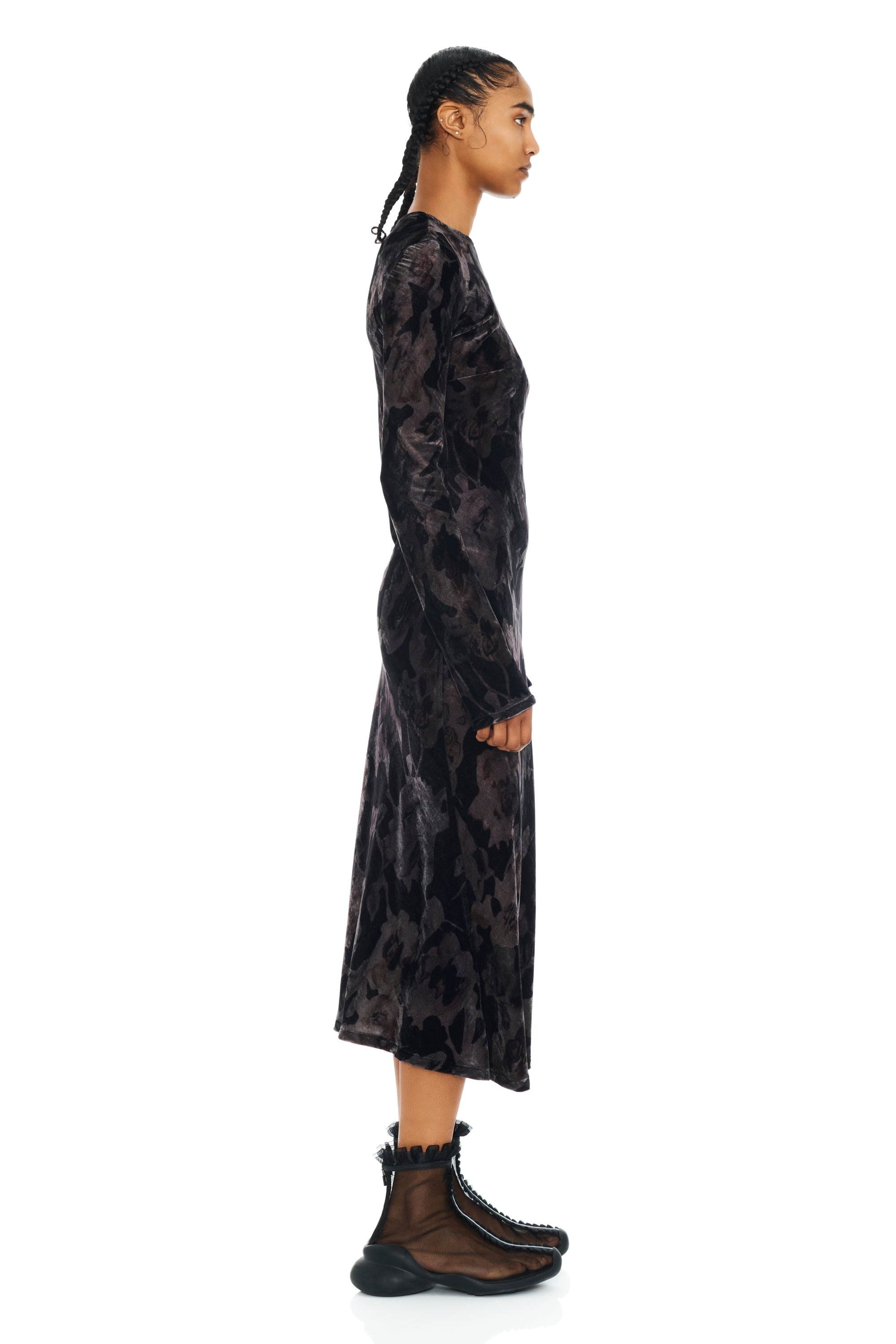BLACK WATERCOLOR ROSES YURI DRESS - 3