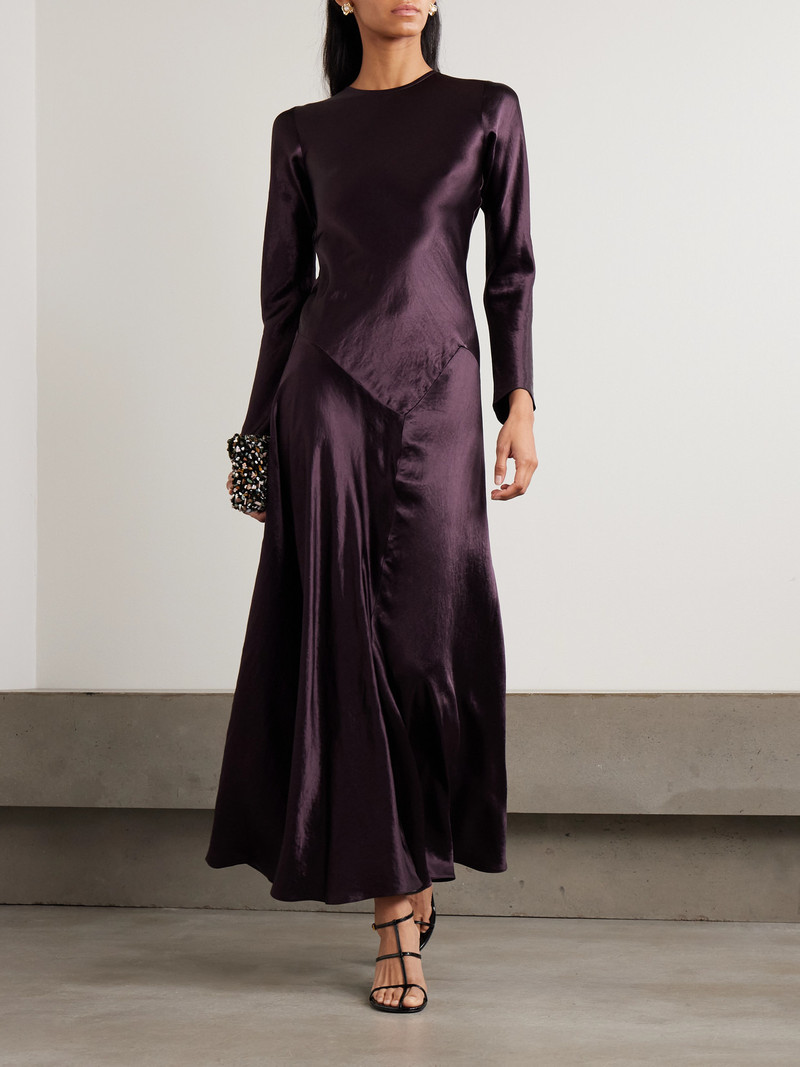 ABADIA Yara Paneled Hammered-satin Maxi Dress outlook