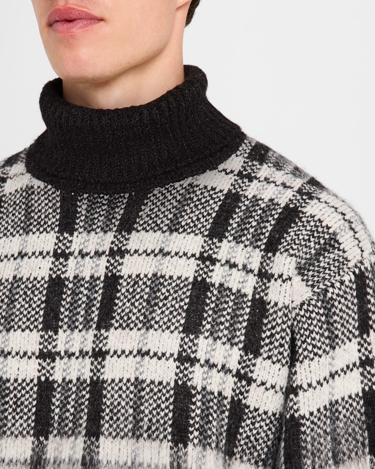 Men's Chunky Plaid Turtleneck - 5