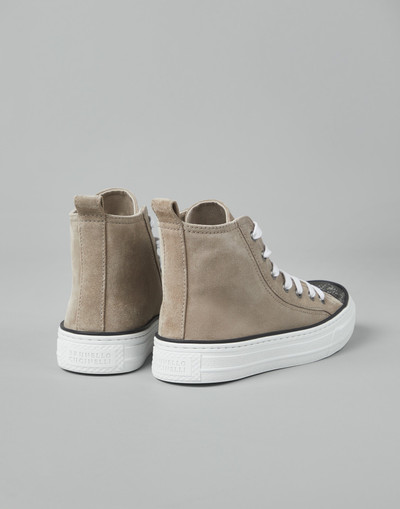 Brunello Cucinelli Suede high top sneakers with precious toe outlook