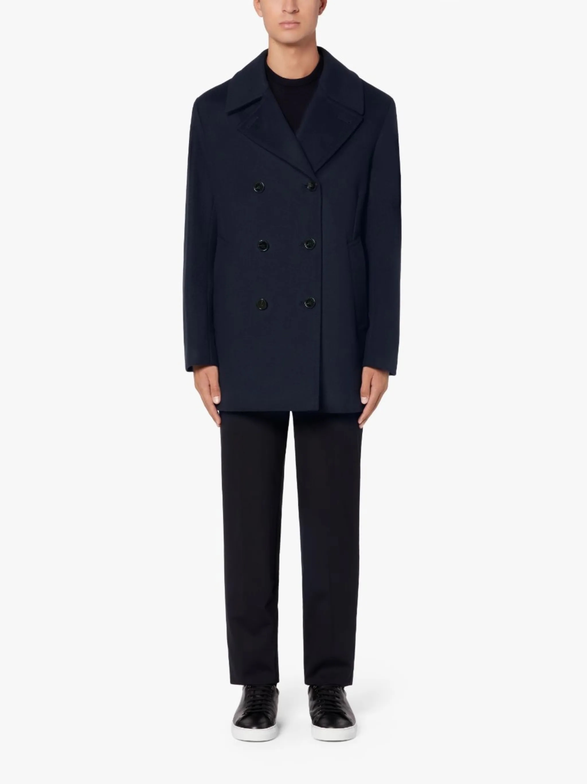 DALTON NAVY WOOL & CASHMERE PEA COAT | GM-1075F - 2