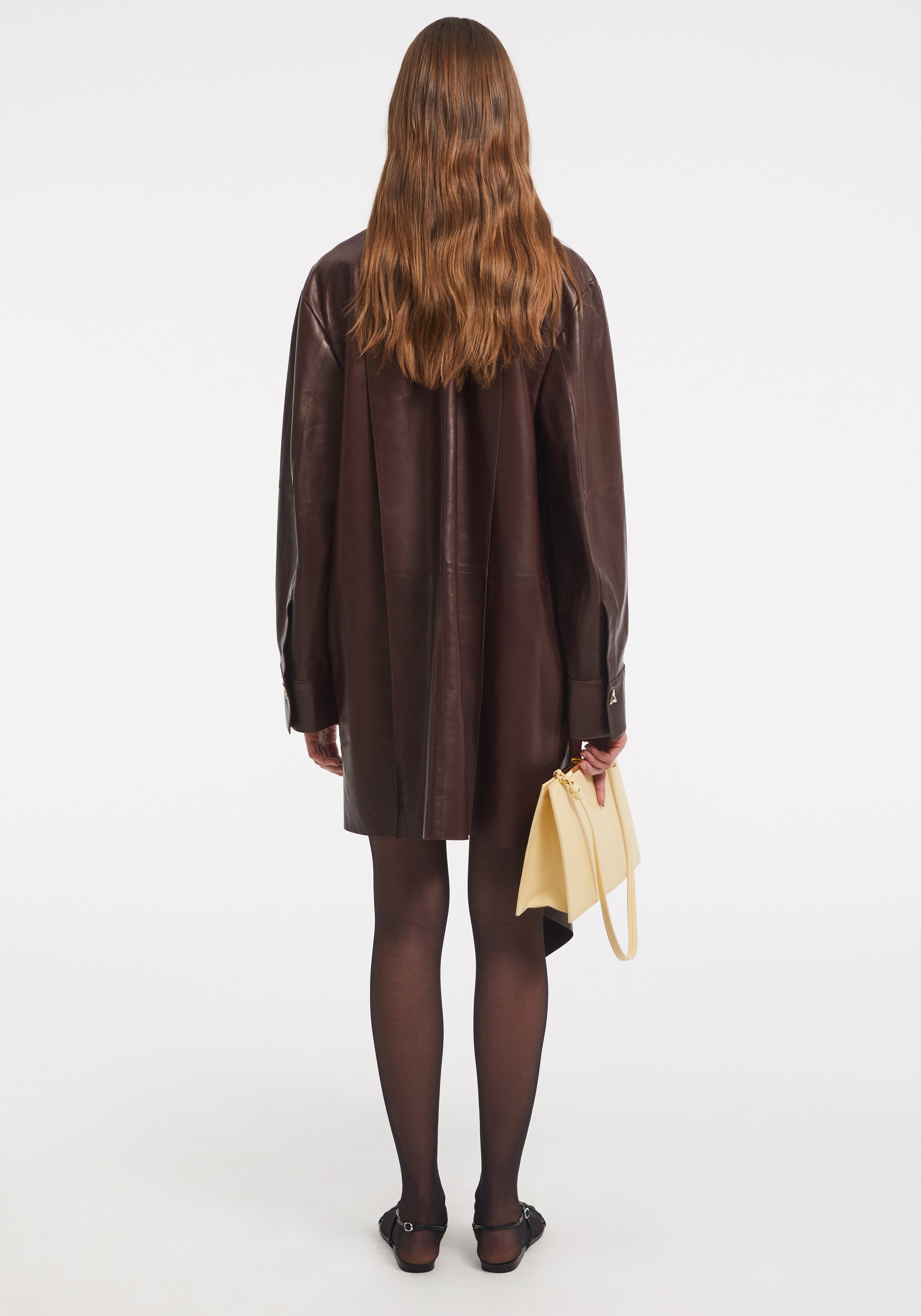 LENNOX
Leather shirt dress with drape detail - 4