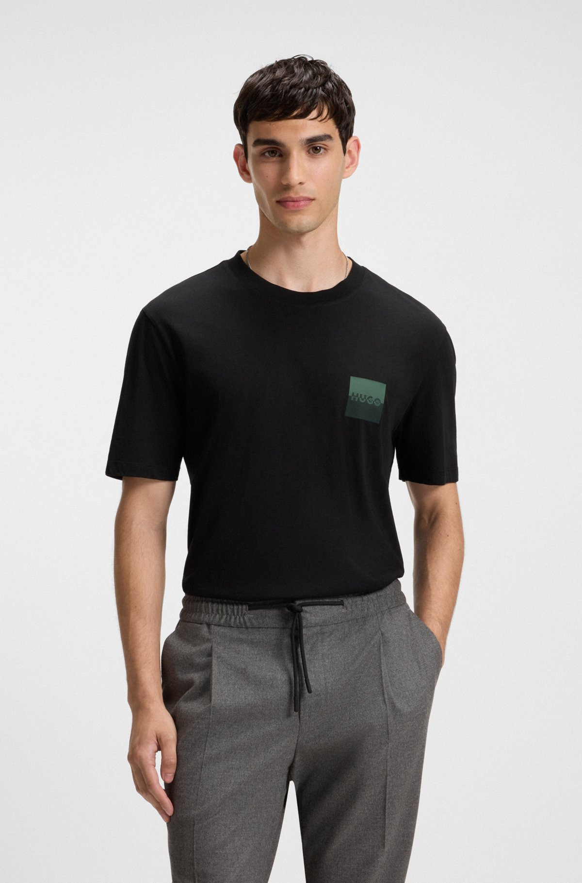 COTTON-JERSEY T-SHIRT WITH CURVED-LOGO PRINT - 2