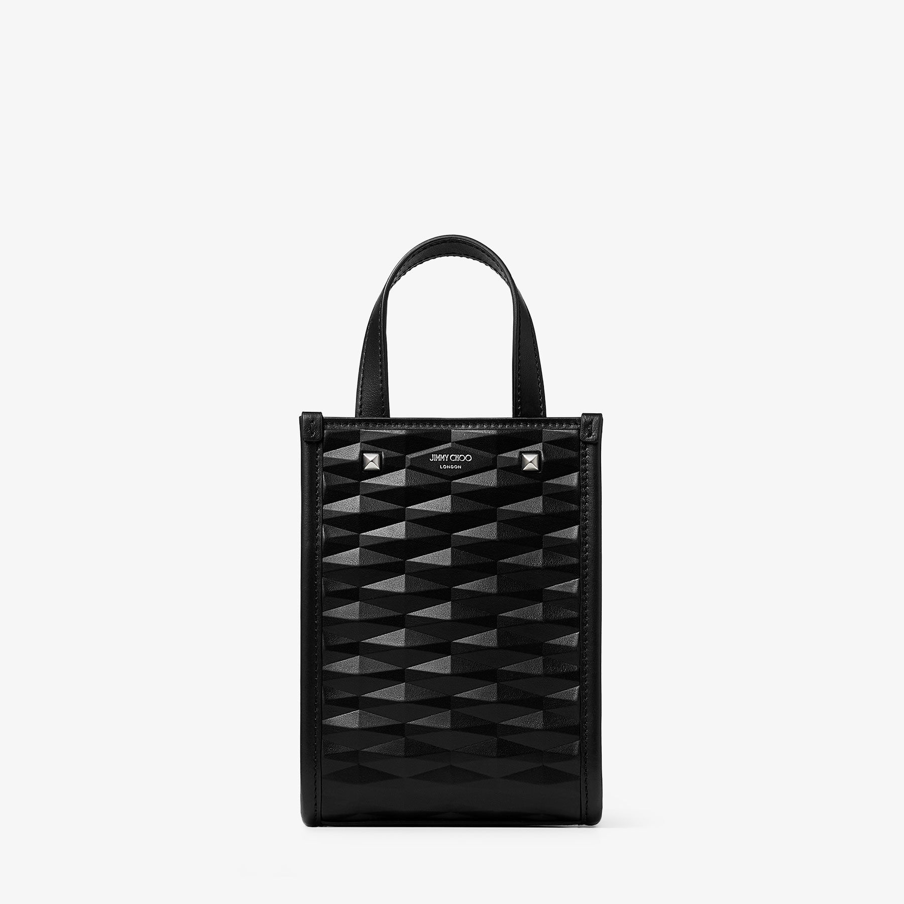 Mini N/S Tote
Black Diamond Embossed 3D Leather Mini Tote Bag - 1