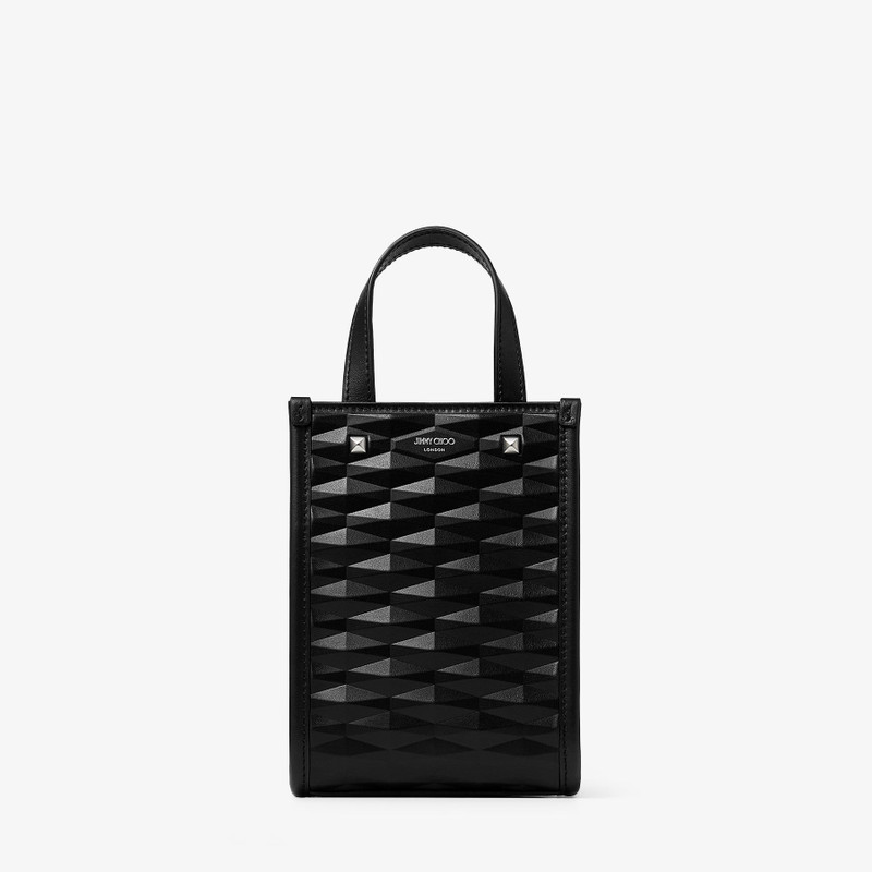 Mini N/S Tote
Black Diamond Embossed 3D Leather Mini Tote Bag 1
