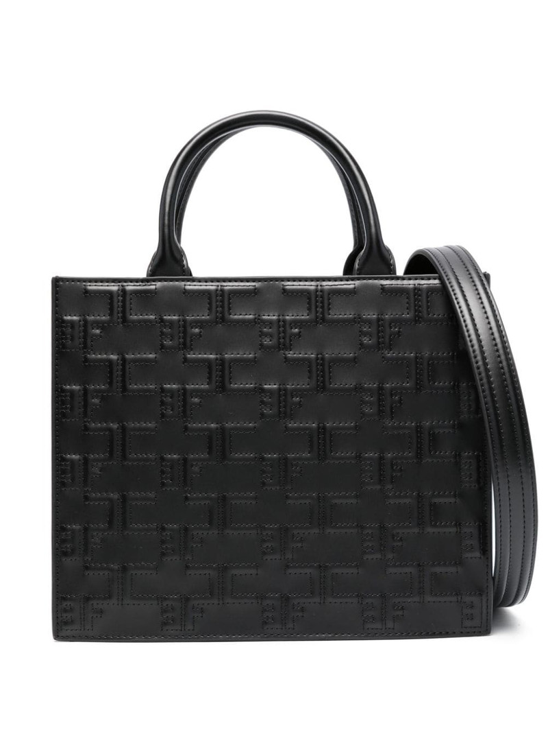 logo-embossed quilted tote bag 1