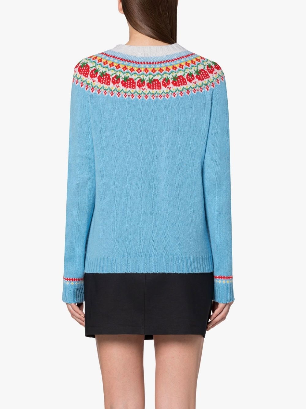 KELSI BLUE WOOL FAIR ISLE CREWNEK SWEATER - 4