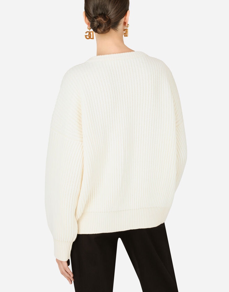 Cashmere fisherman’s rib sweater with intarsia - 5