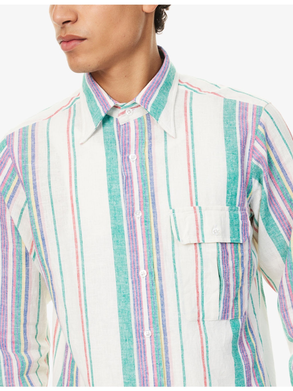 Stripe-Print Long-Sleeve Summer Shirt - 5