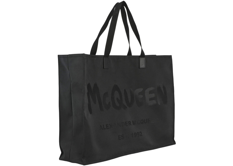 Alexander McQueen Alexander McQueen Graffiti Logo Tote Black Black outlook
