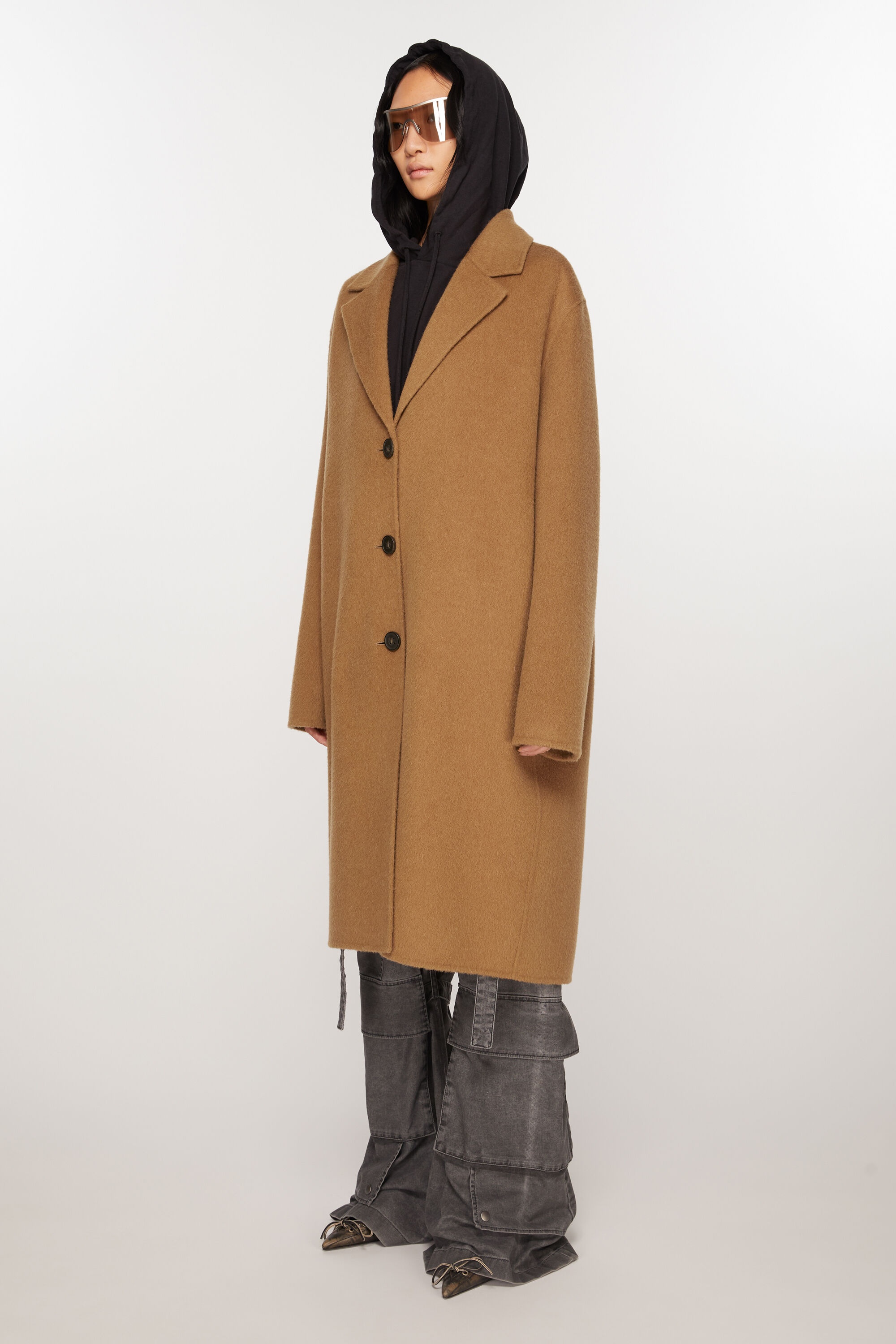 Single-breasted wool coat - Camel Beige - 3