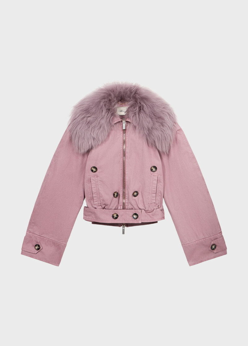 CANVAS BOMBER JACKET WITH FUR - 1