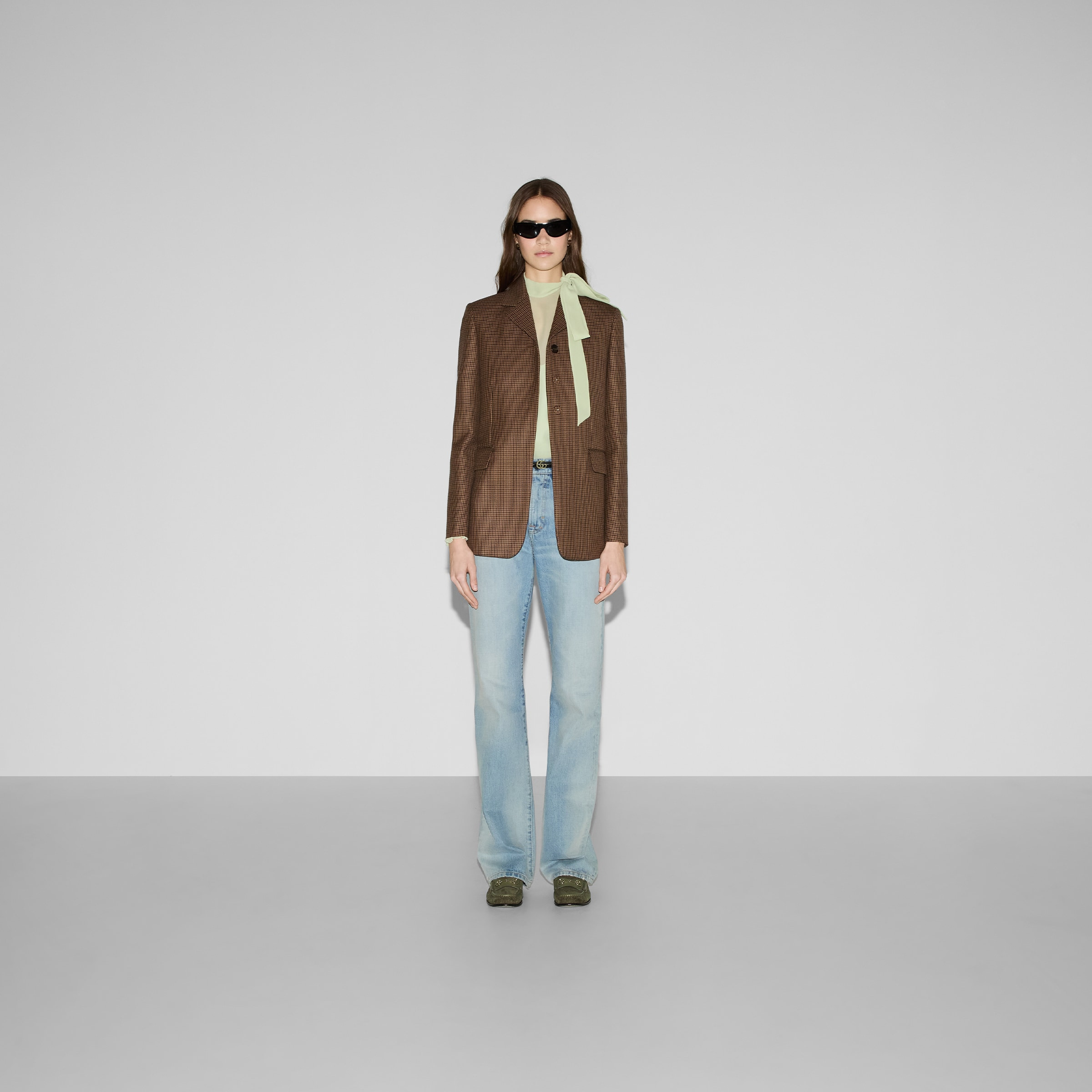 Embroidered houndstooth wool jacket - 2