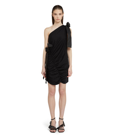 MSGM One-shoulder short dress in jersey with taffeta bows outlook