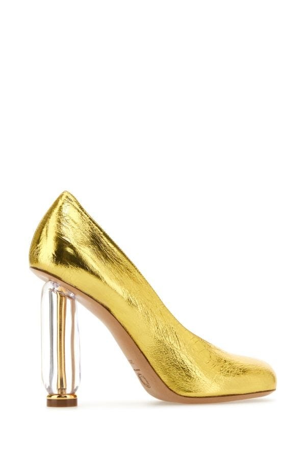 Gold leather pumps - 3