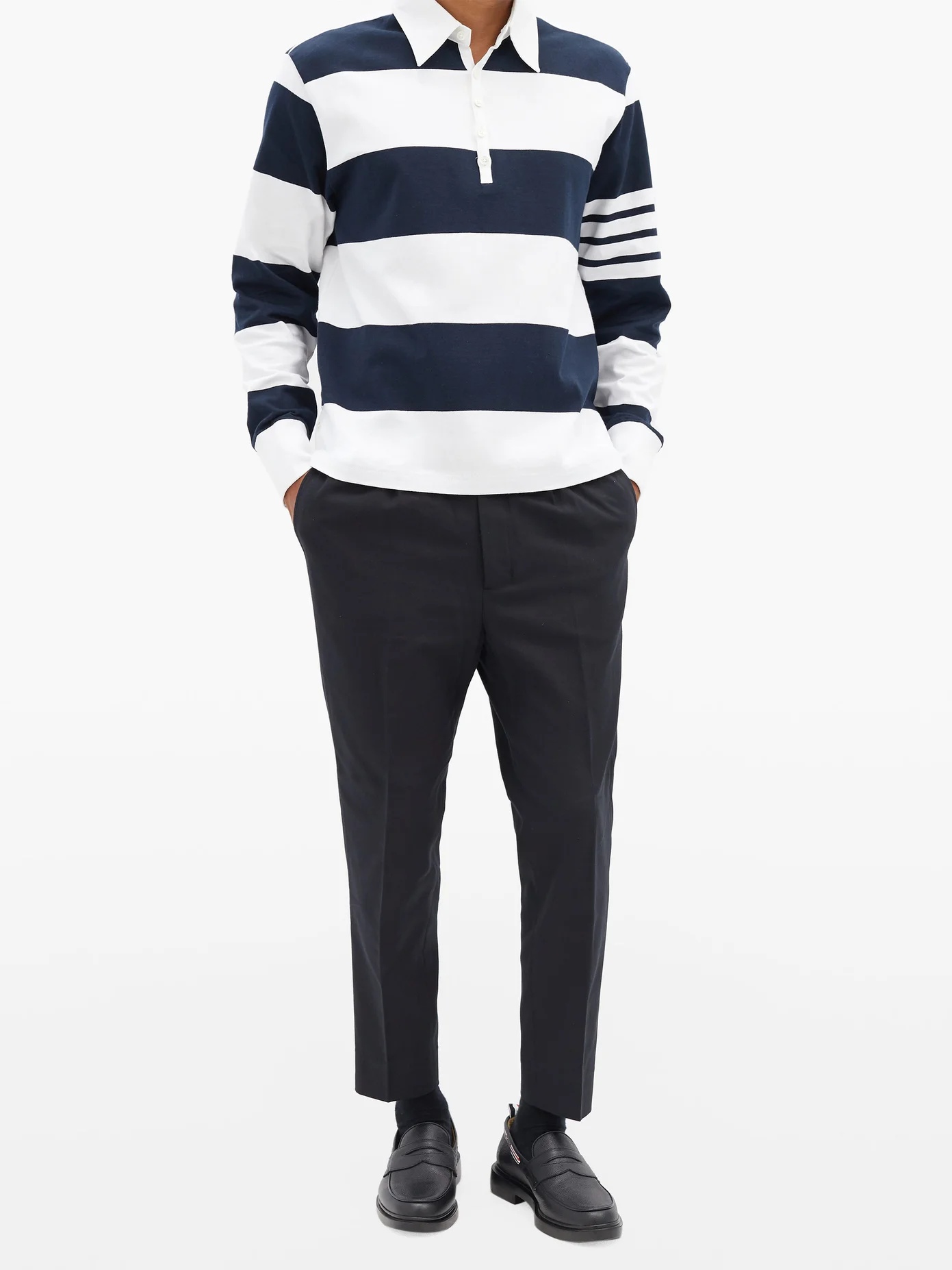 Striped long-sleeved rugby shirt - 2