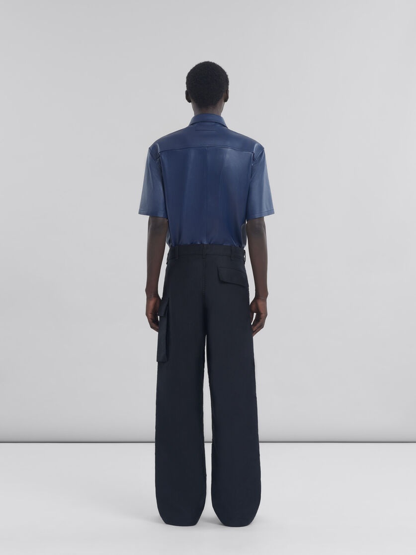 BLACK GABARDINE CARGO PANTS - 3