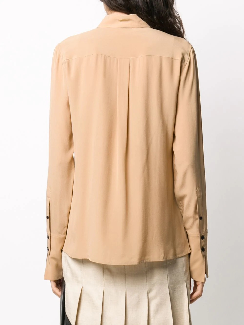 pointed collar silk shirt - 4