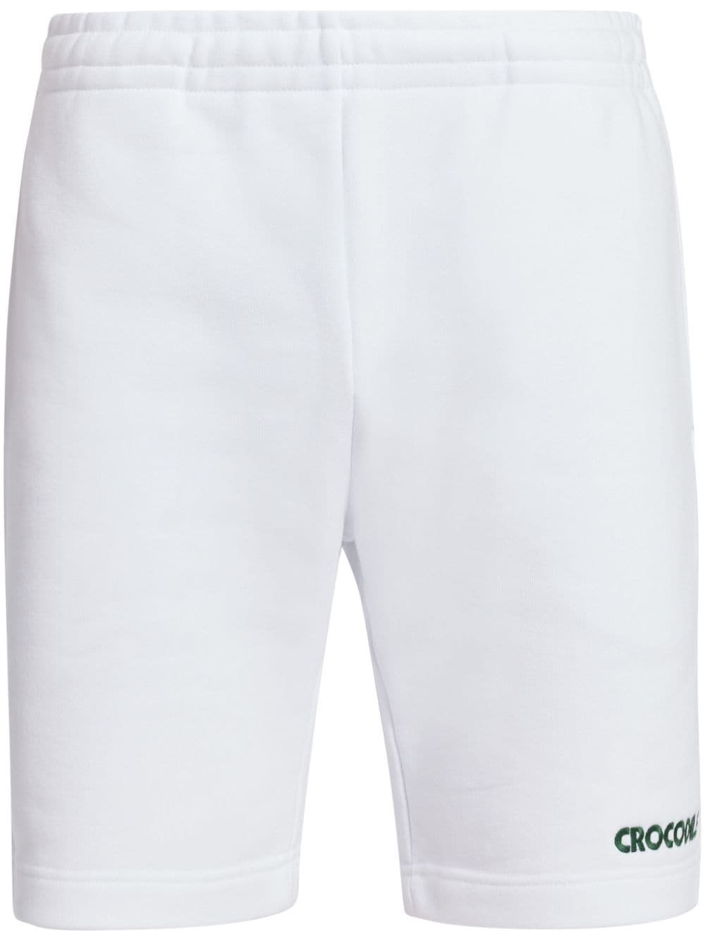 slogan-embroidered cotton track shorts - 1