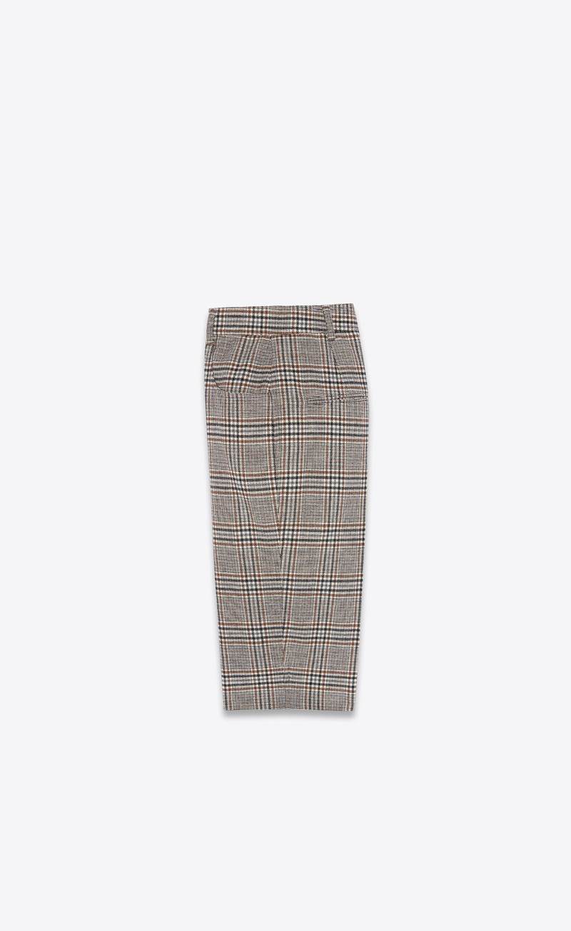 SAINT LAURENT bermuda cycling shorts in wool prince of wales outlook
