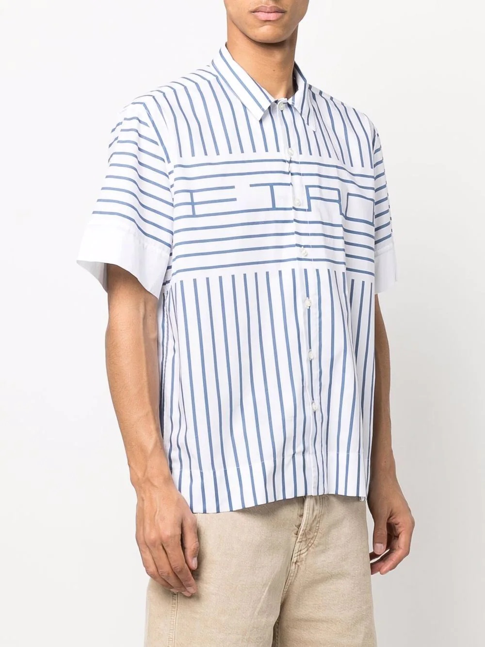 cotton logo-stripe shirt - 3