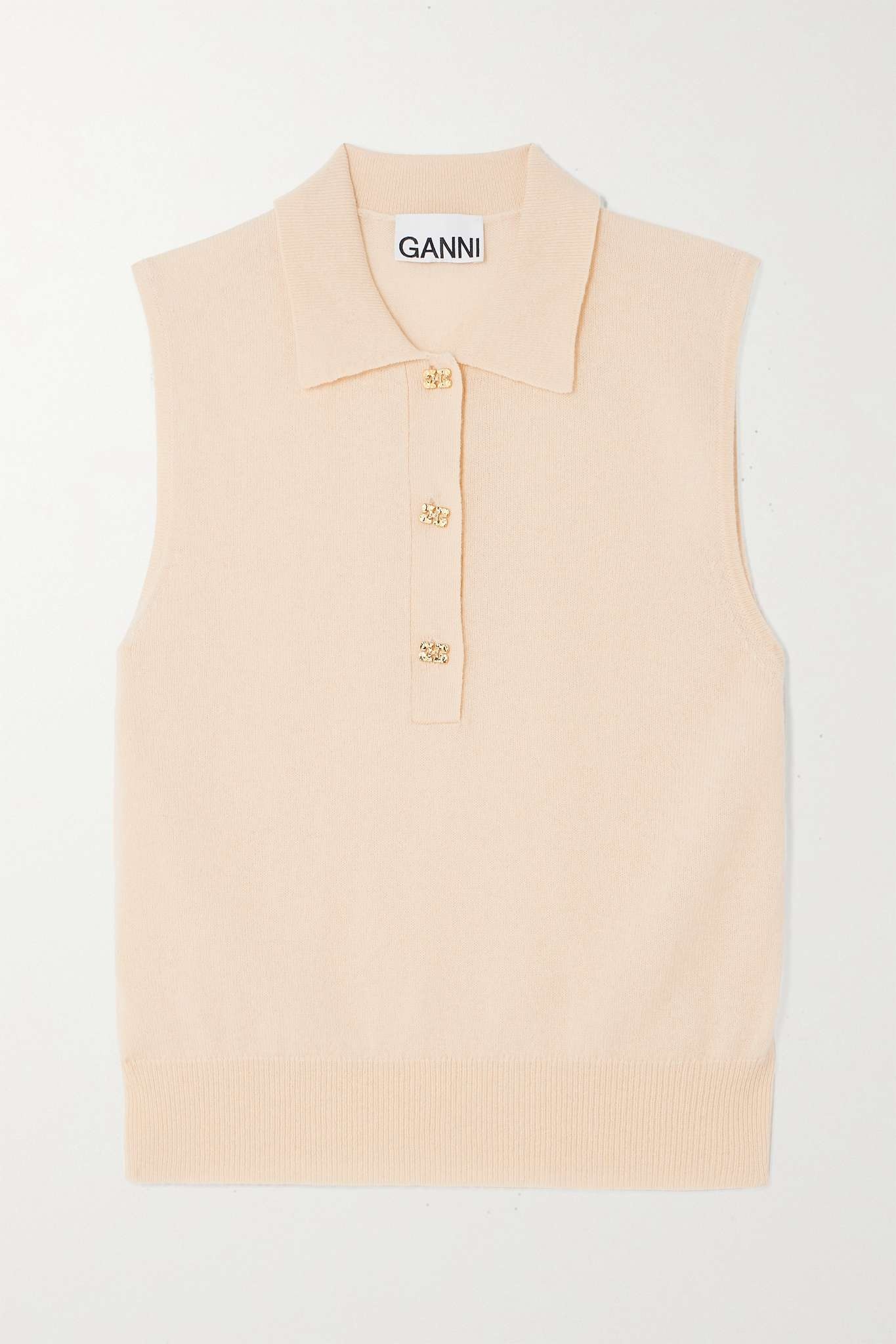 Button-embellished merino wool and cashmere-blend vest - 1