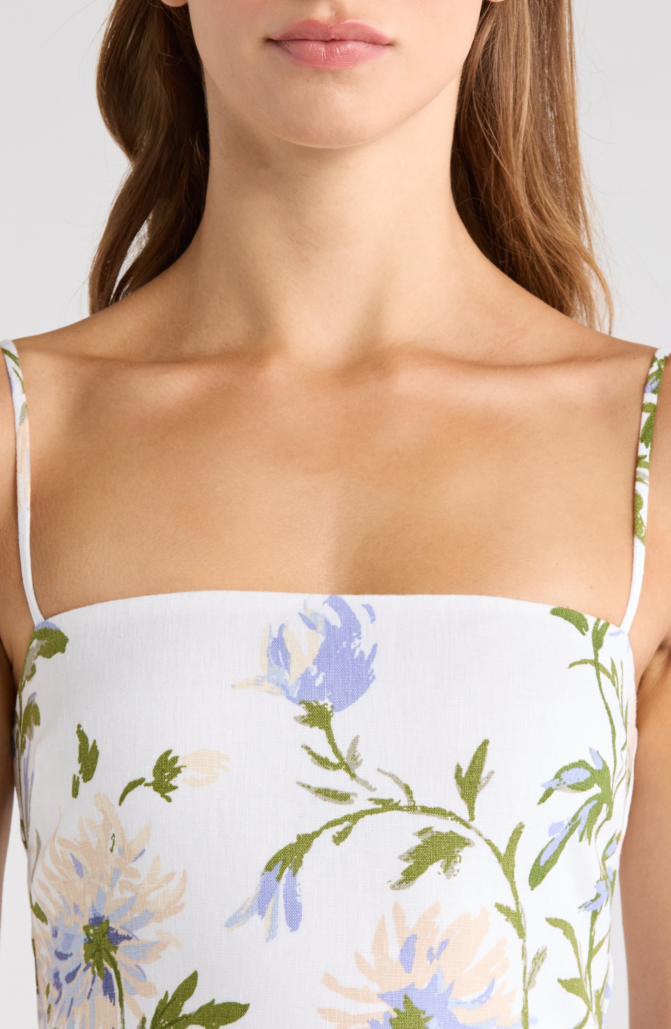 Reformation Frankie Print Linen Dress in Serenity at Nordstrom - 4