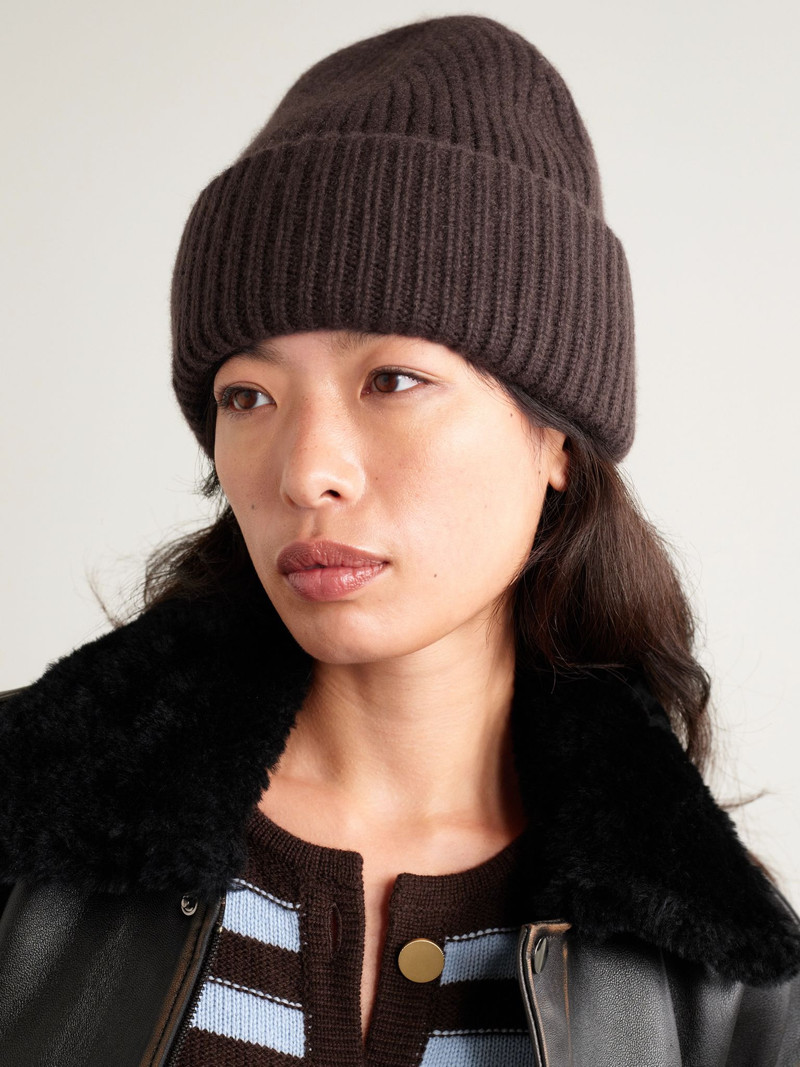 Yves Salomon Ribbed cashmere beanie Brown outlook