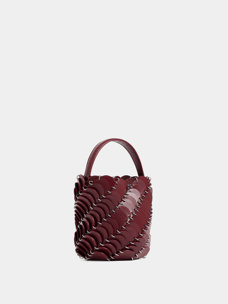rabanne MERLOT AND SILVER SMALL PACO BUCKET BAG IN LEATHER outlook