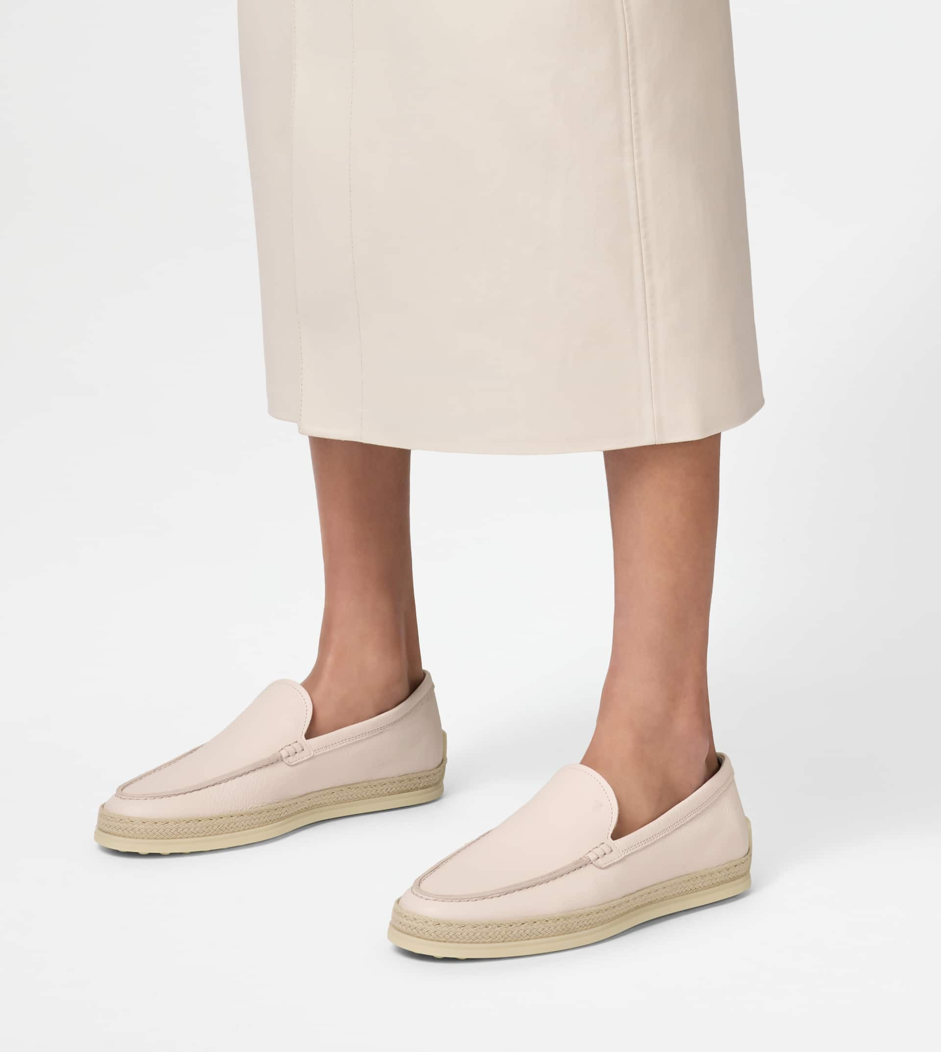 SLIPPER LOAFERS IN LEATHER - PINK - 7