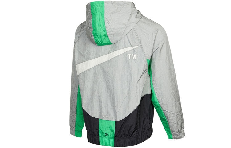 Nike Sportswear Swoosh Contrasting Colors Large Logo hooded Woven Jacket Gray DD5968-077 - 2