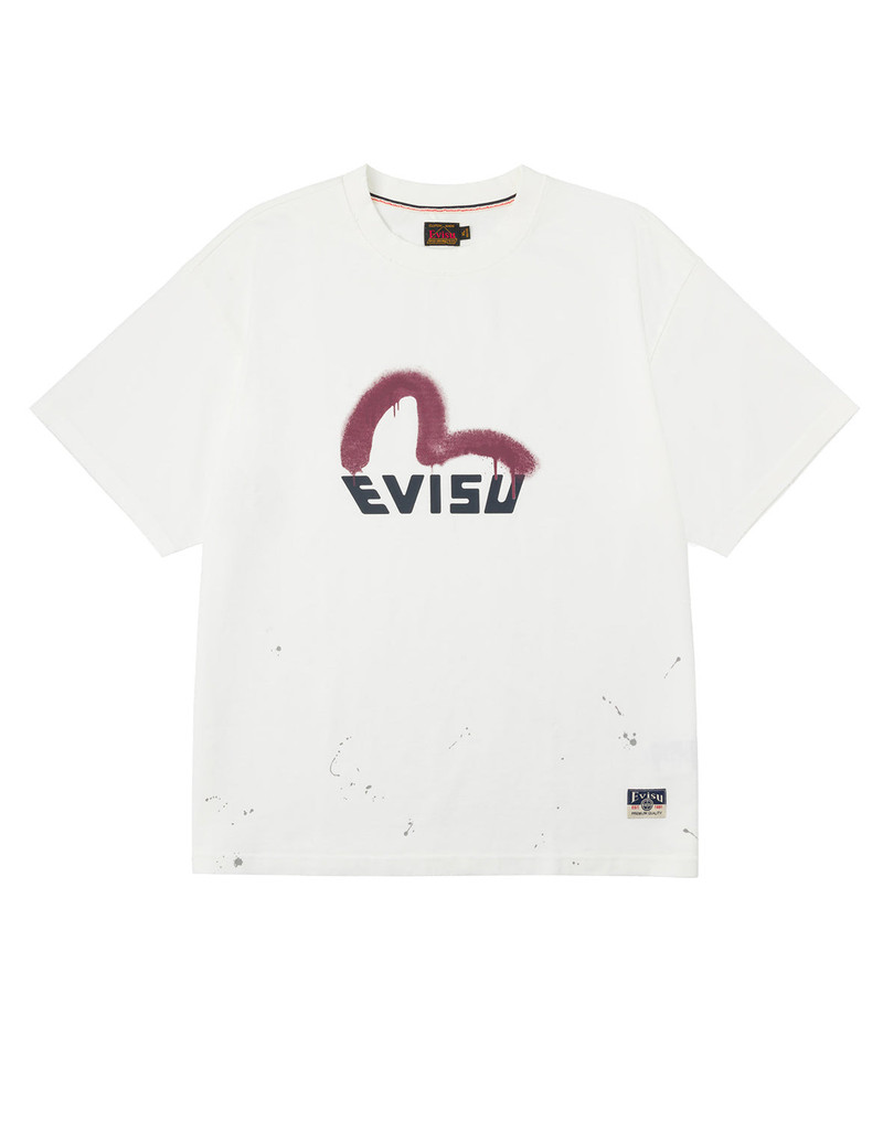 Graffiti-Style Seagull and Logo Print Relax Fit T-Shirt 11