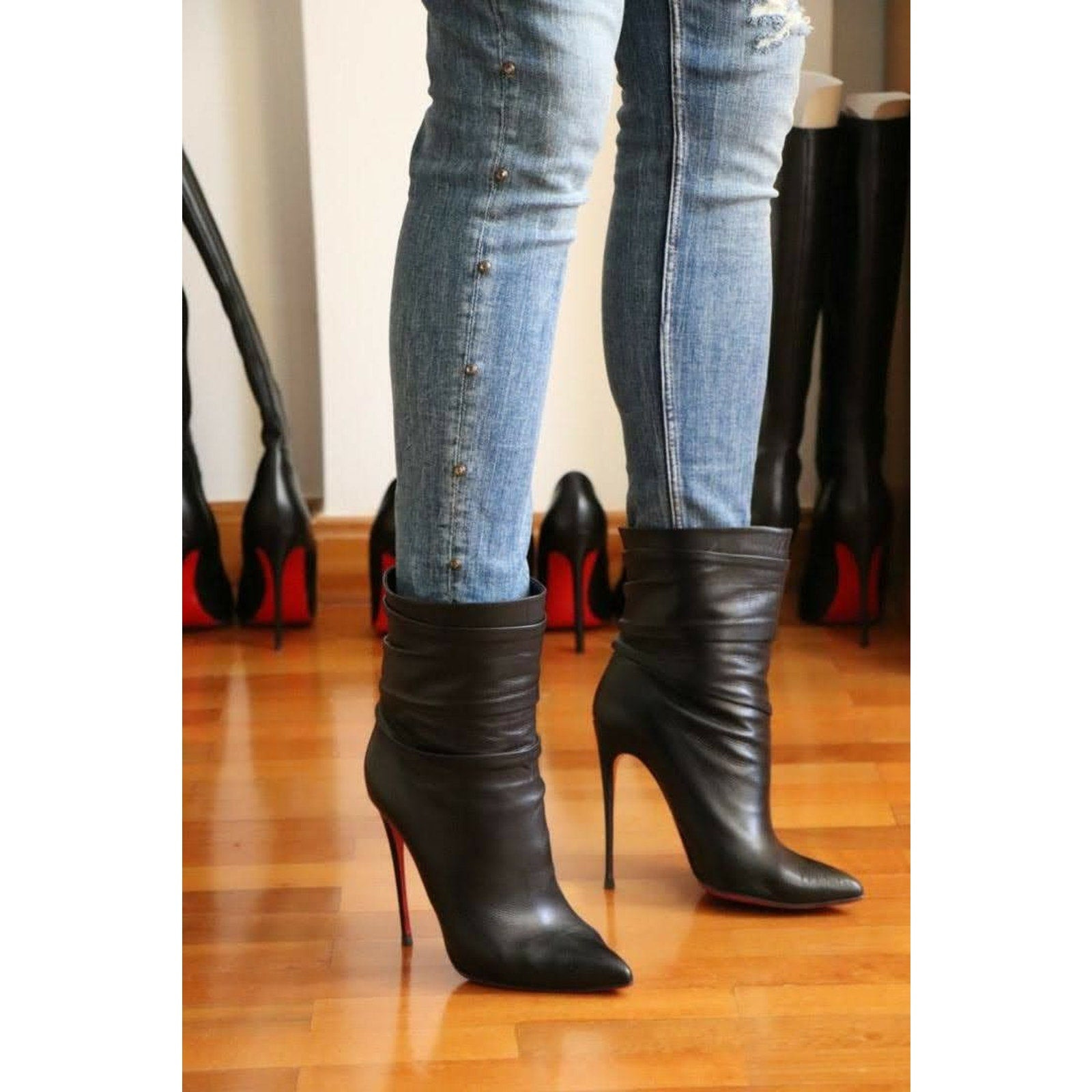 Christian Louboutin Ishtar Boots 100mm - Leather - Black EU 35.5 US 5 - 8