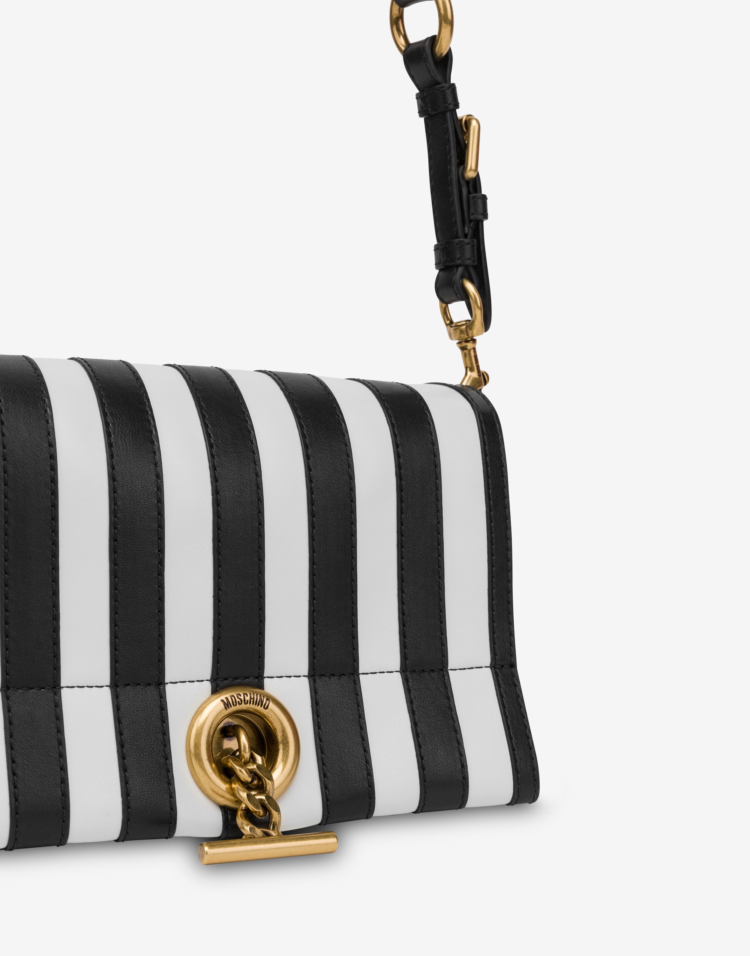 CALFSKIN STRIPED SHOULDER BAG - 4