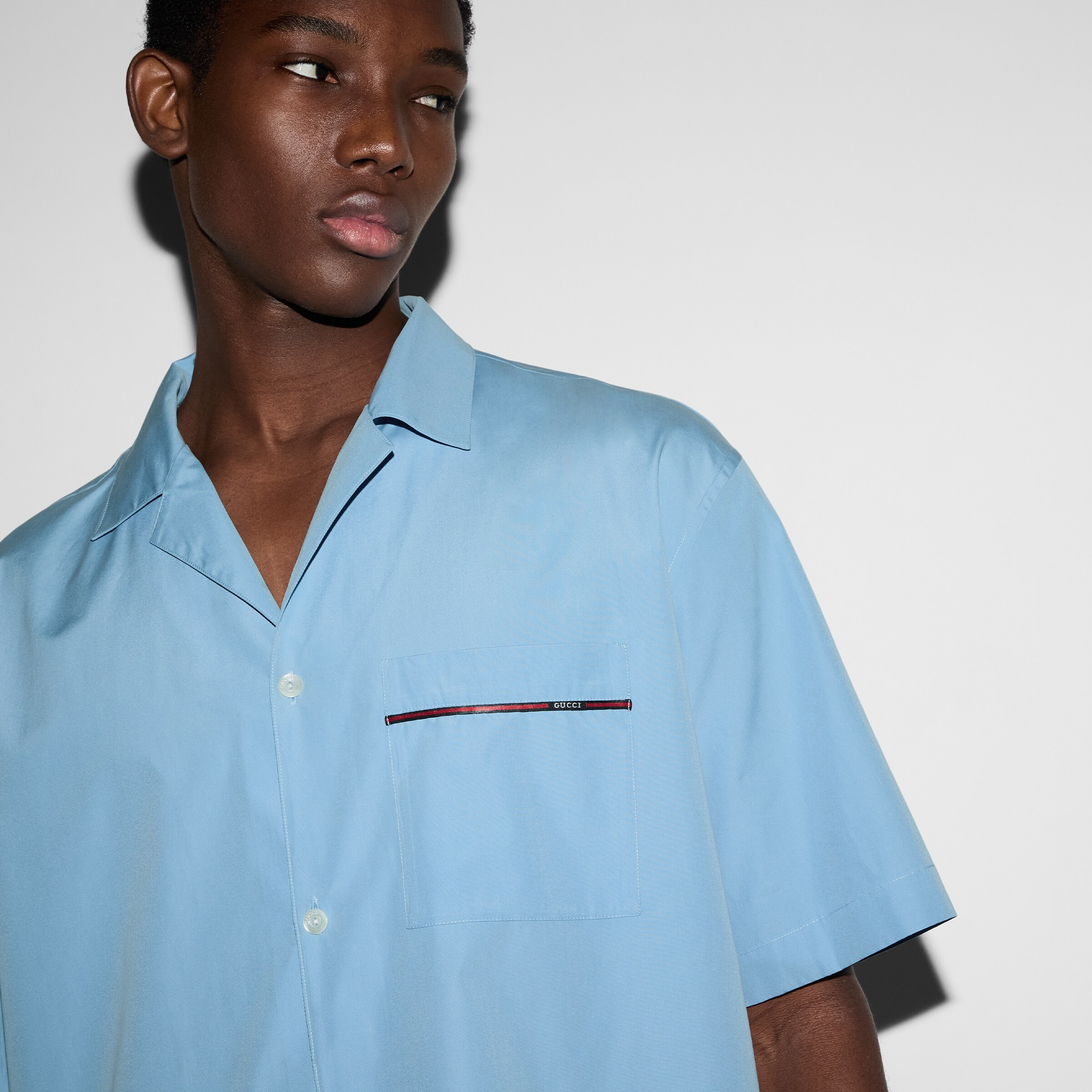 Regular fit cotton shirt with Web - 5