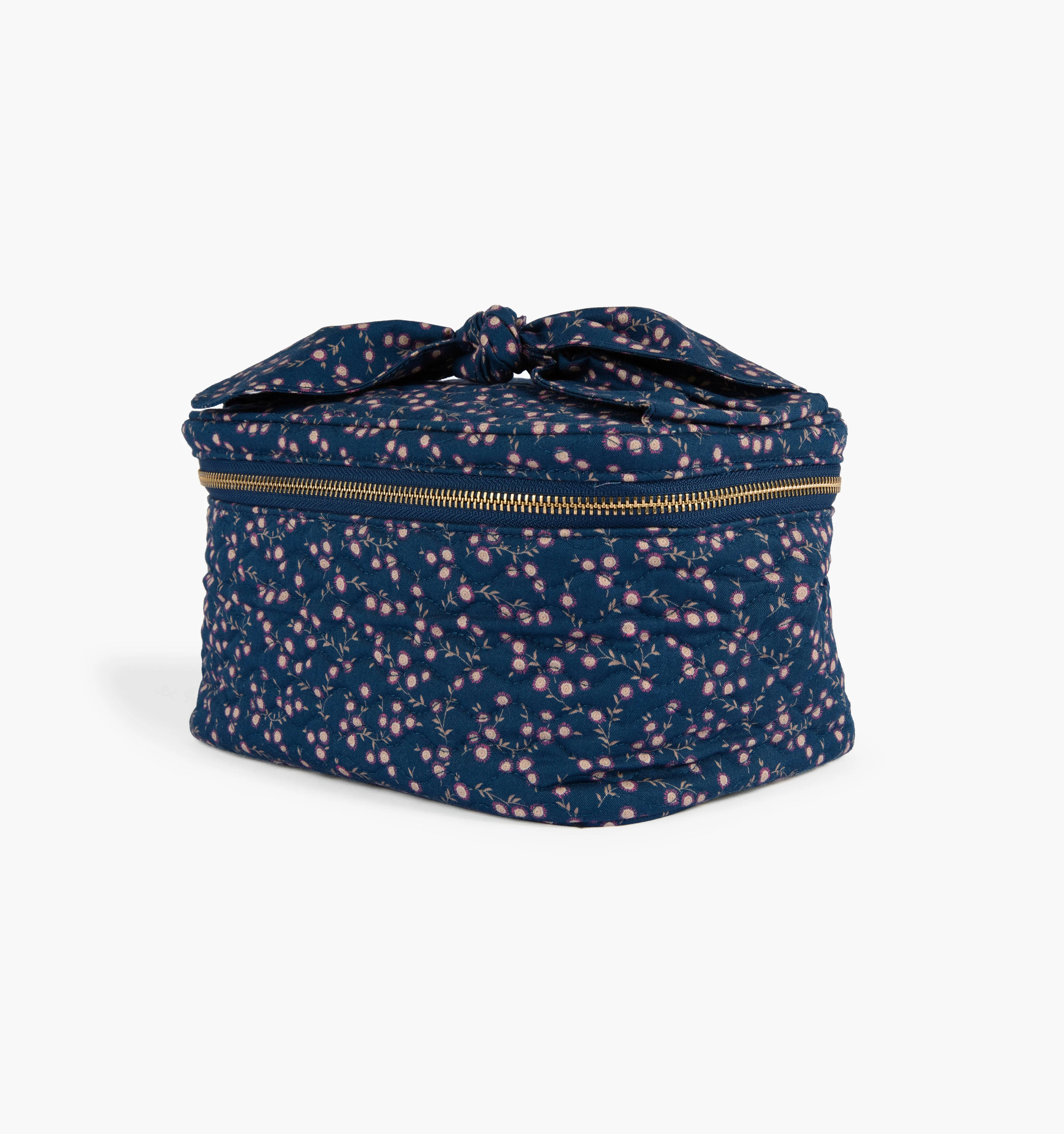 The Bow Top Cosmetic Bag - Daisy Ditsy Toss Navy - 1