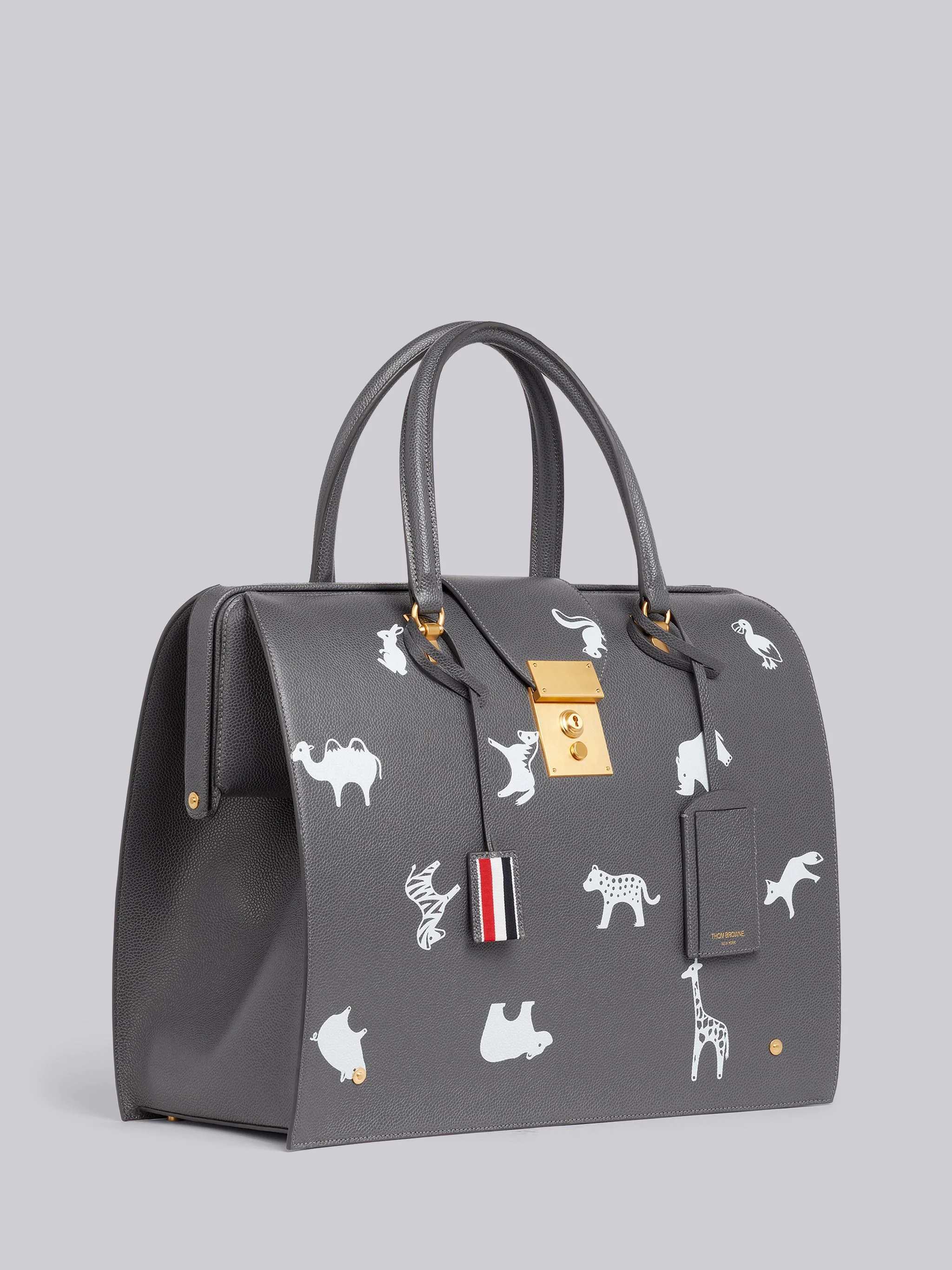 Medium Grey Pebbled Calfskin 3D Animal Icon Mr. Thom Bag - 3