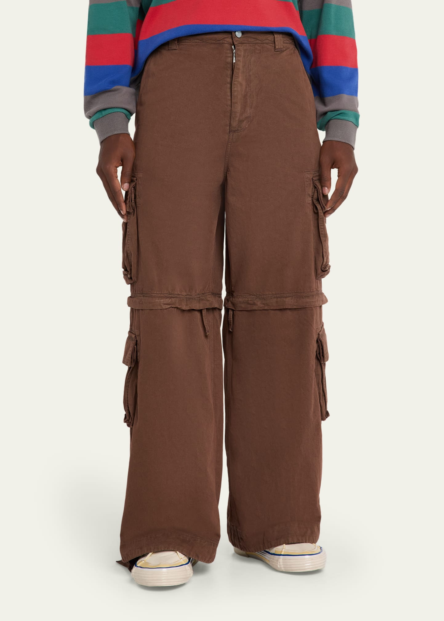 Men's Cotton Zip-Off Wide Leg Cargo Pants - 4