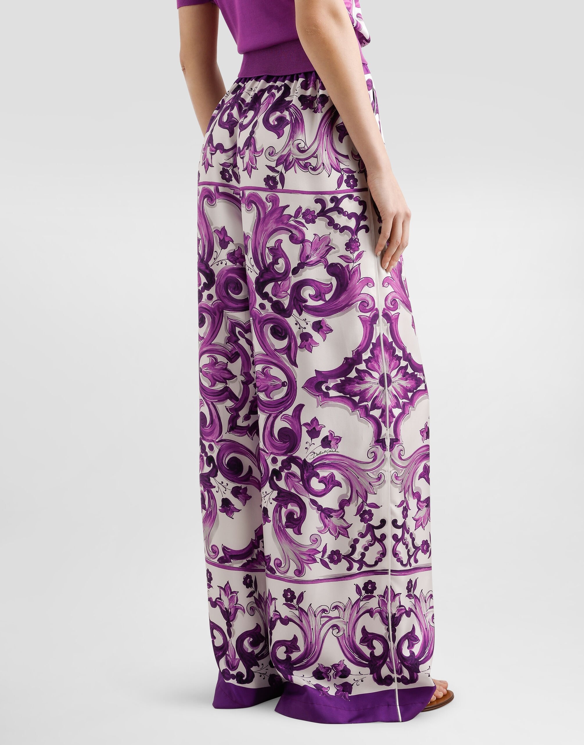 Majolica-print twill trousers - 5