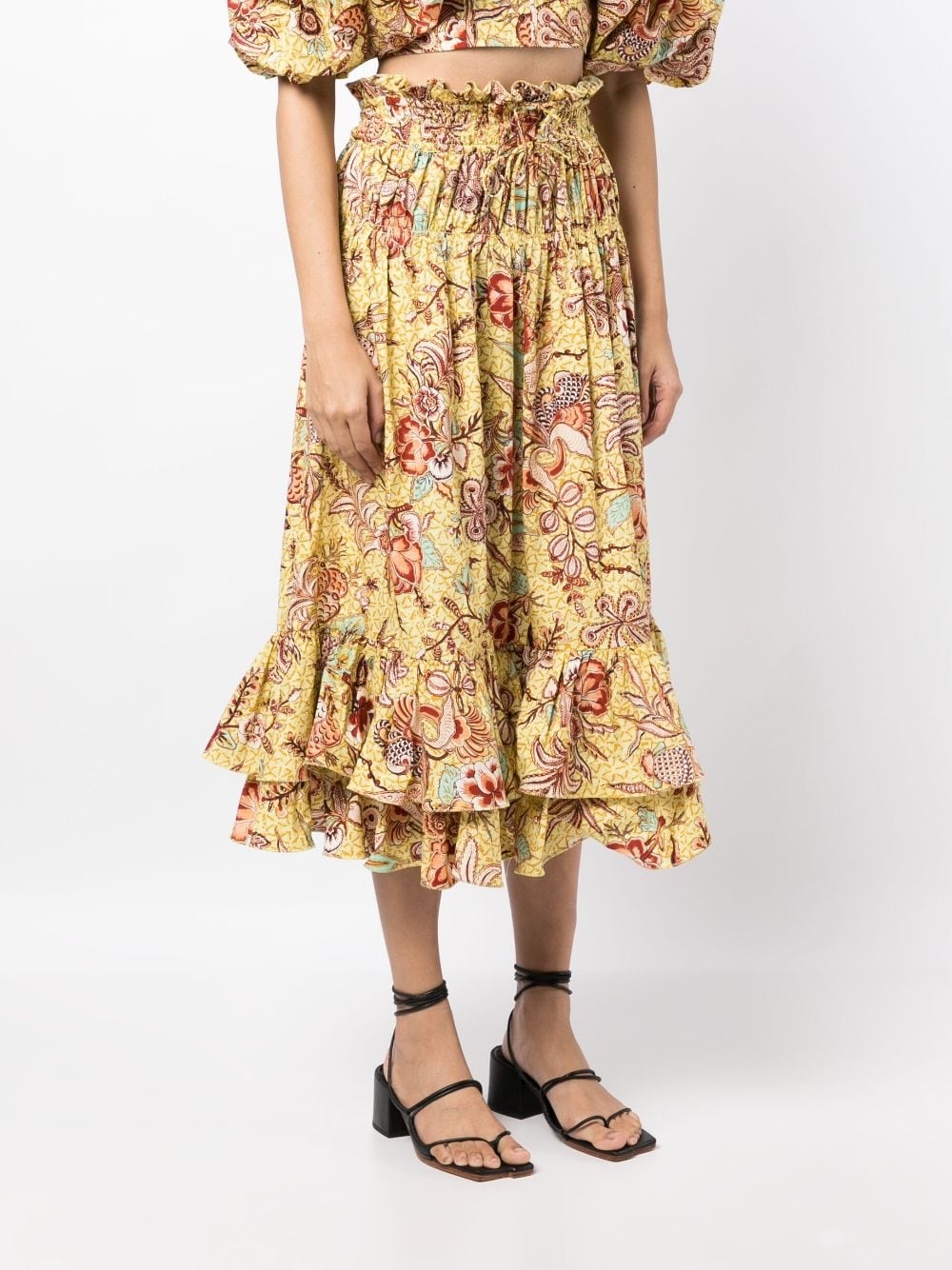 Acacia Calla Lily-print midi skirt - 3