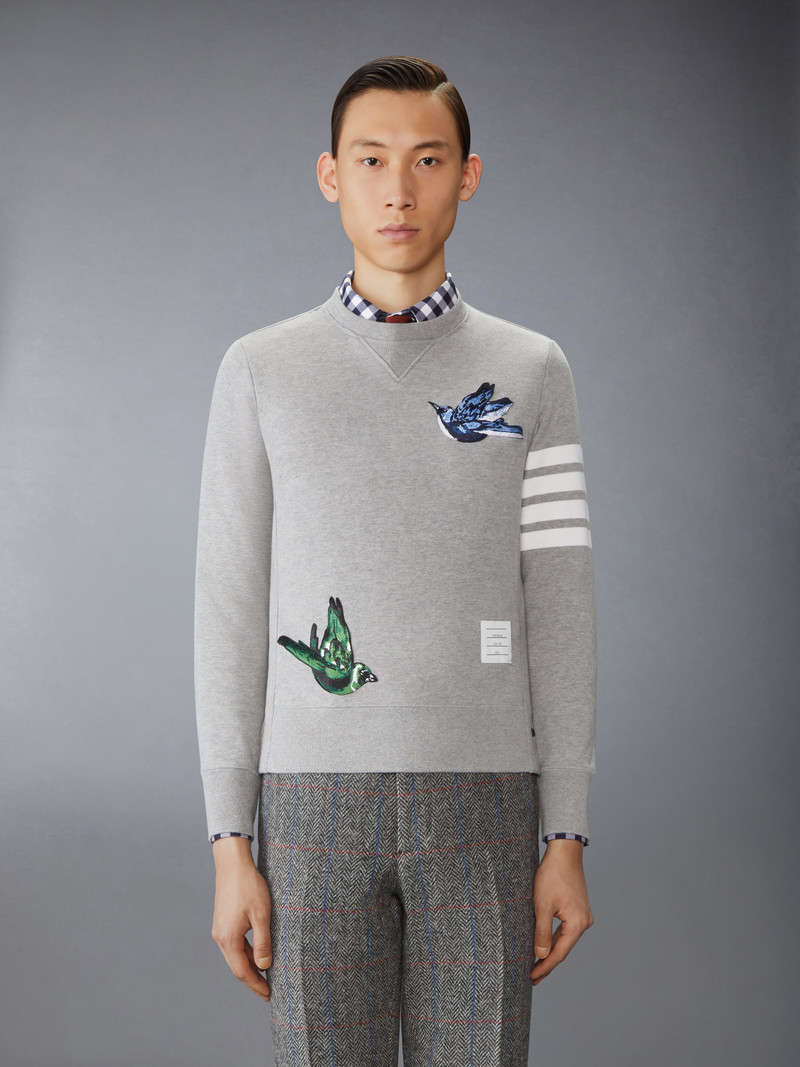 Thom Browne LOOPBACK BIRD PATCHES 4-BAR SWEATSHIRT outlook