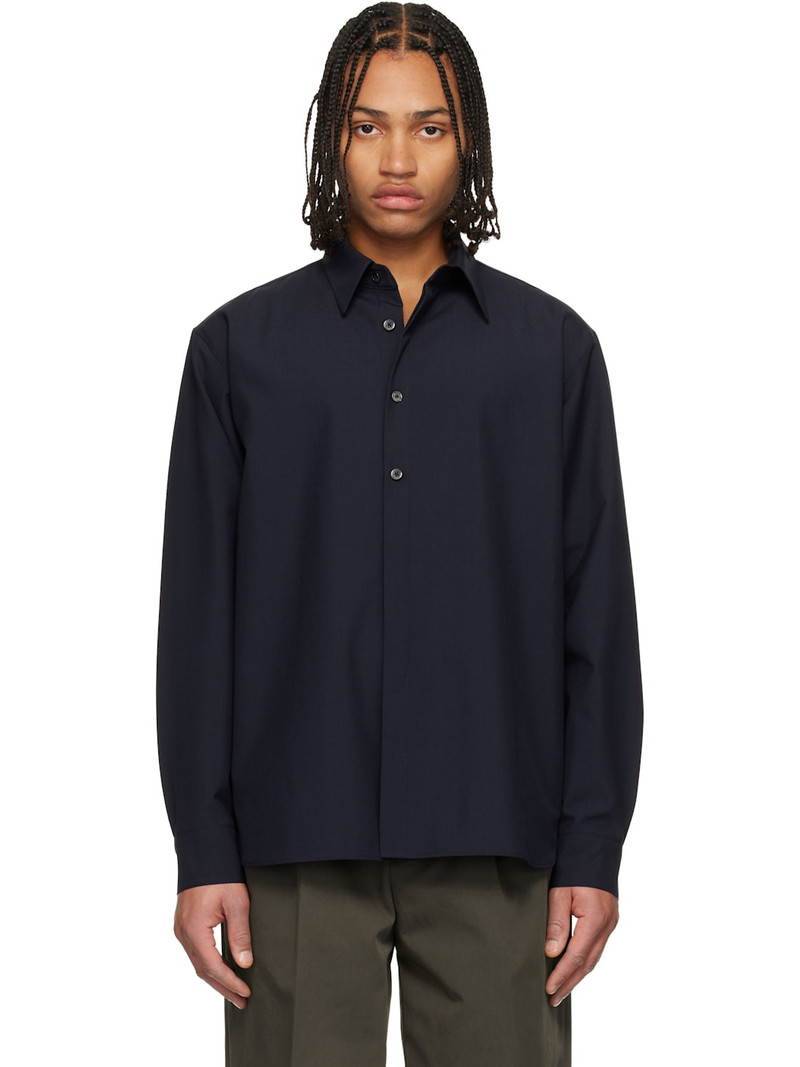 Navy Classic Wool-Blend Shirt 1