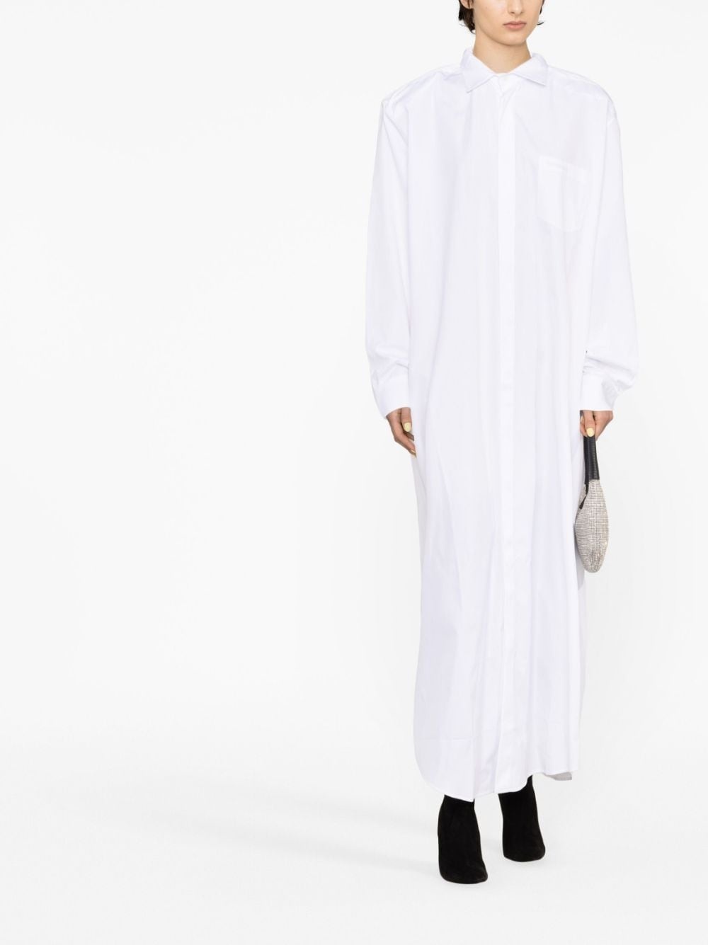 long-sleeved cotton maxi shirt dress - 2