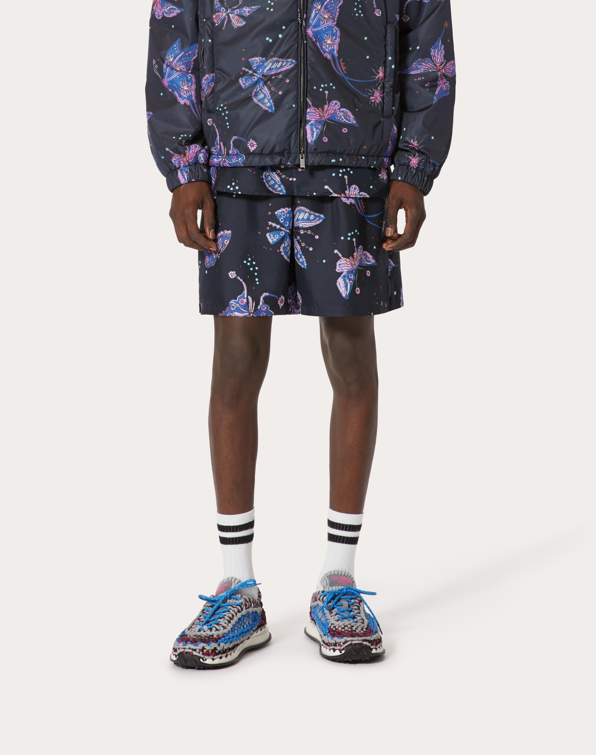 SILK BERMUDA SHORTS WITH VALENTINO UTOPIA BUTTERFLY PRINT - 3
