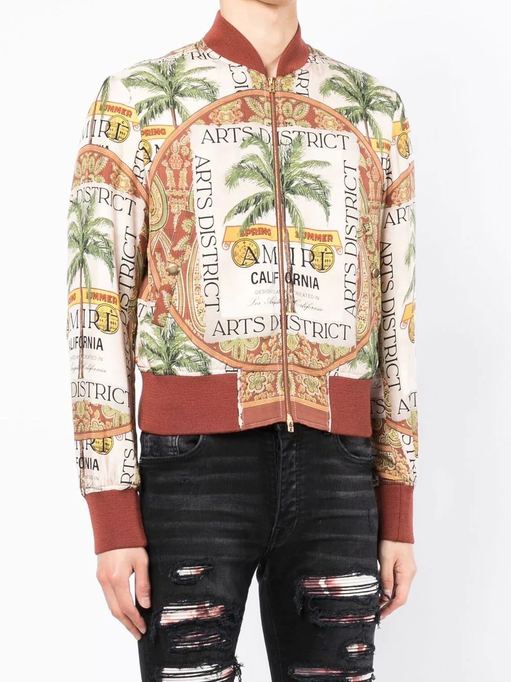 graphic-print silk bomber jacket - 3