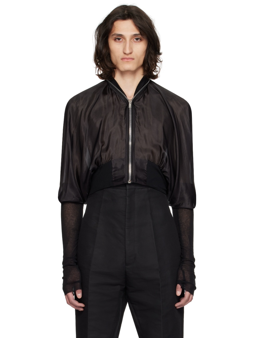 Black Batwing Flight Bomber Jacket - 1