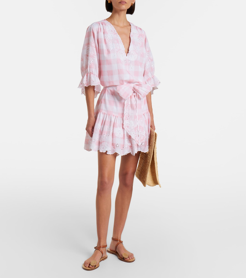 juliet dunn Broderie anglaise checked cotton poplin minidress outlook