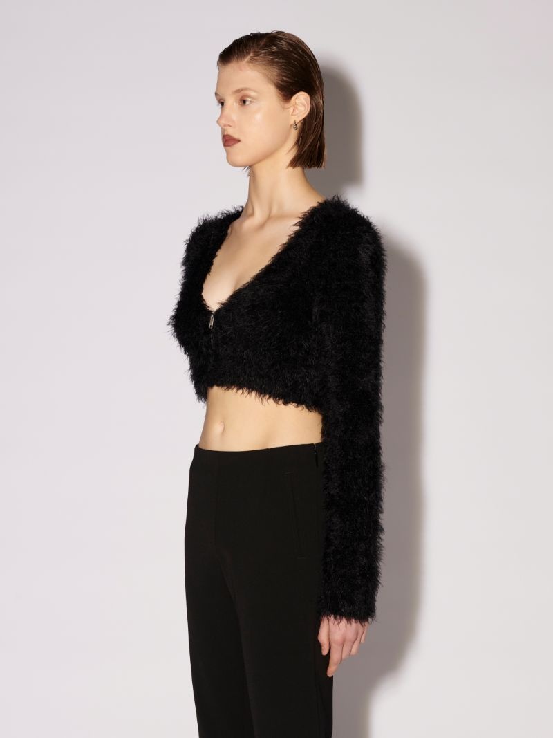 FUR KNIT CROP CARDIGAN - 5