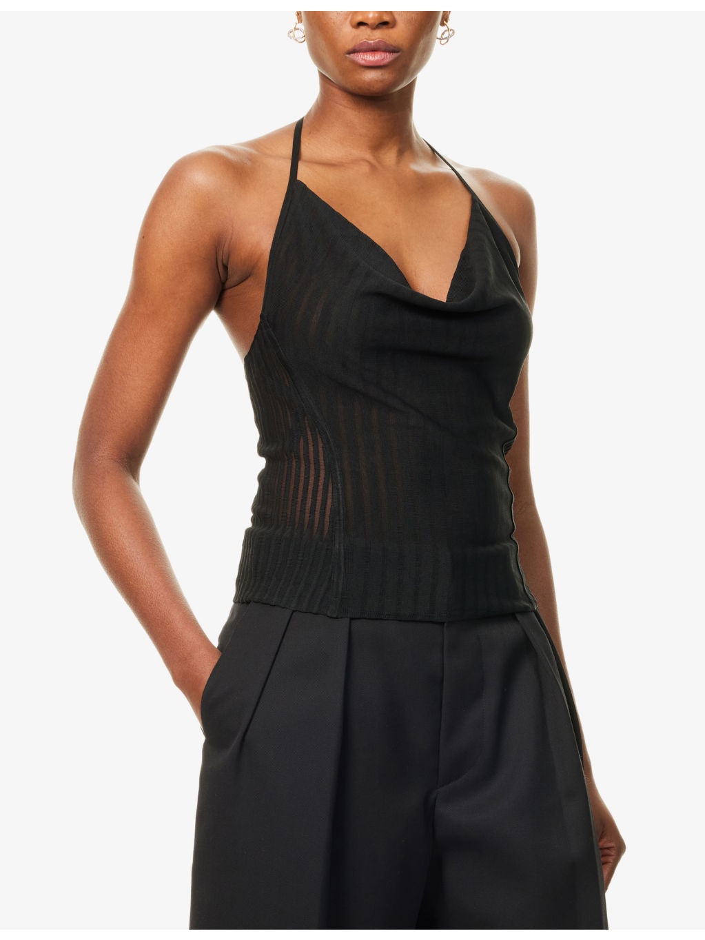 Azario Halterneck Knitted Top - 3