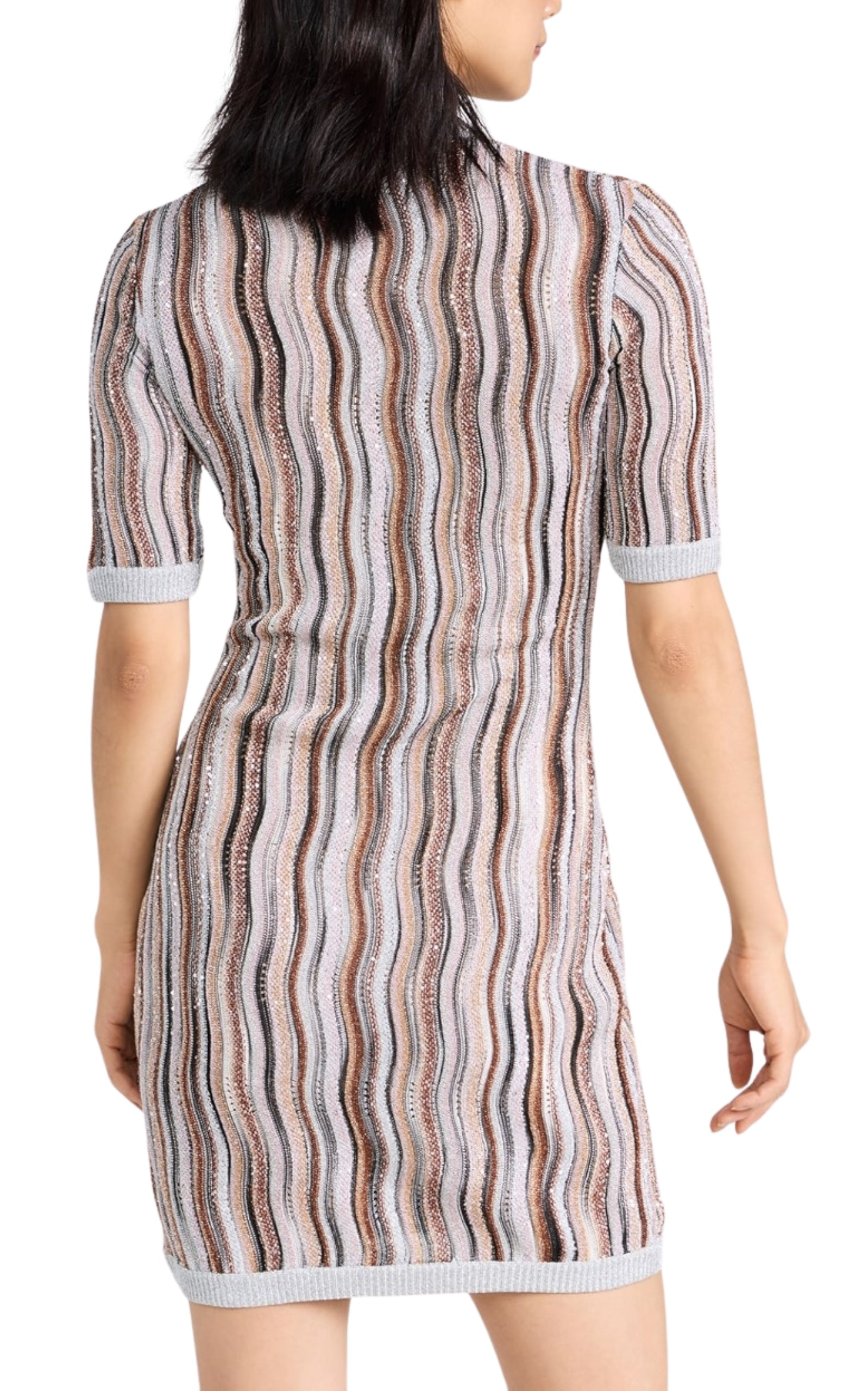 Embellished Metallic Crochet-Knit Mini Dress - 4